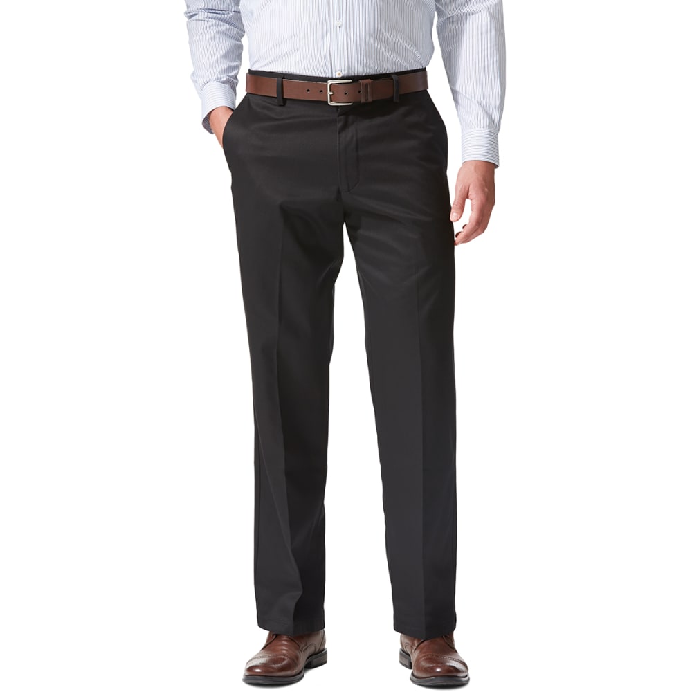 Dockers Signature Khaki Classic Fit Flat Front Pants - Black, 36/34