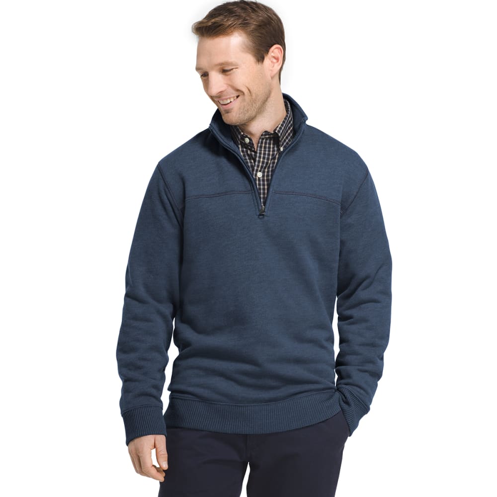 Arrow Men's Sueded Quarter Zip Fleece Long-Sleeve Pullover - Blue, M