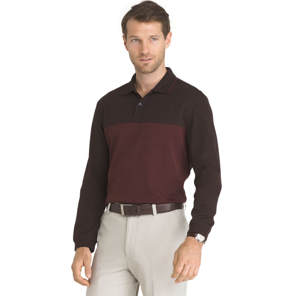 Van Heusen Men's Jaspe Long-Sleeve Polo Shirt - Red, XXL