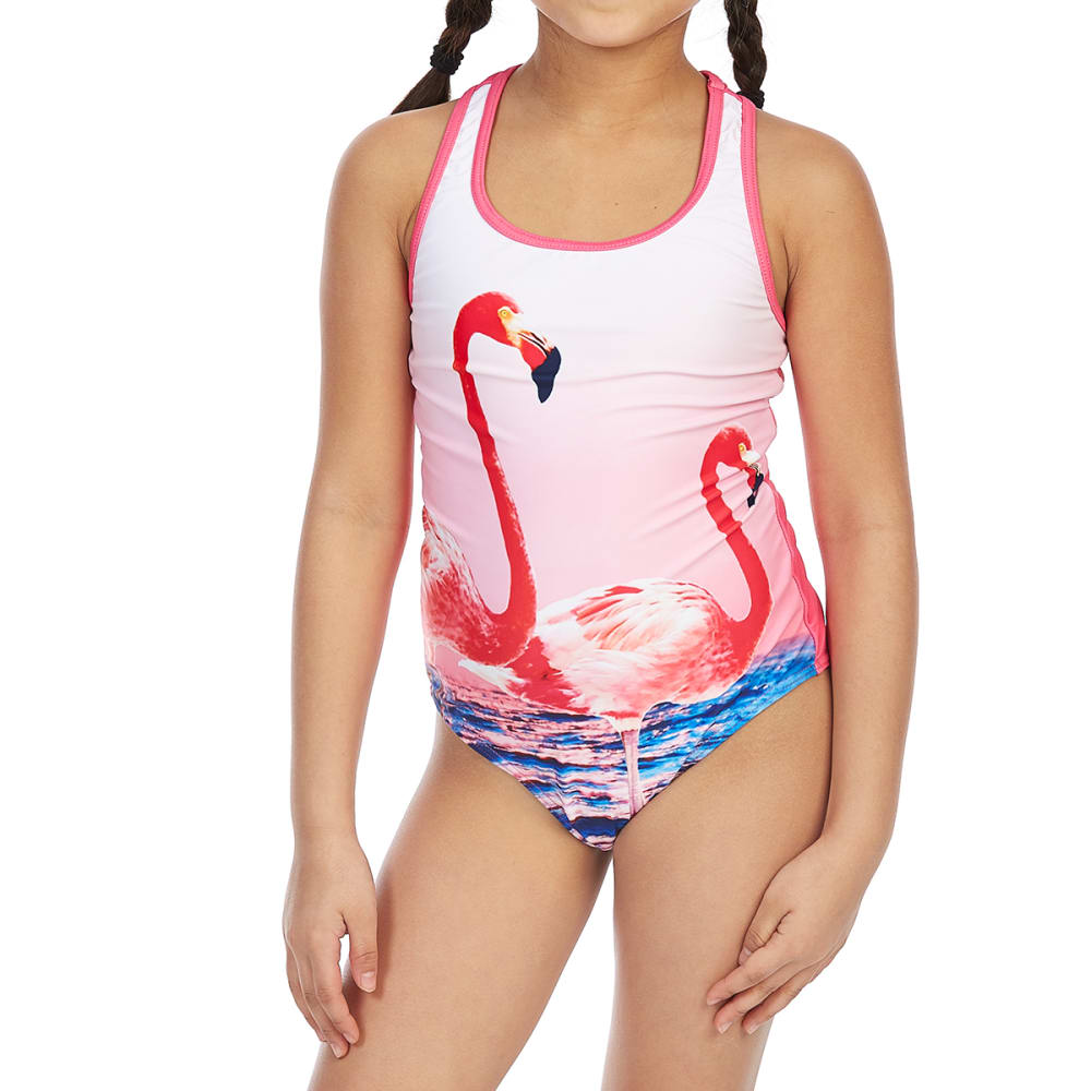 Vigoss Big Girls' Flamingo Racerback One-Piece Swimsuit - Red, 14