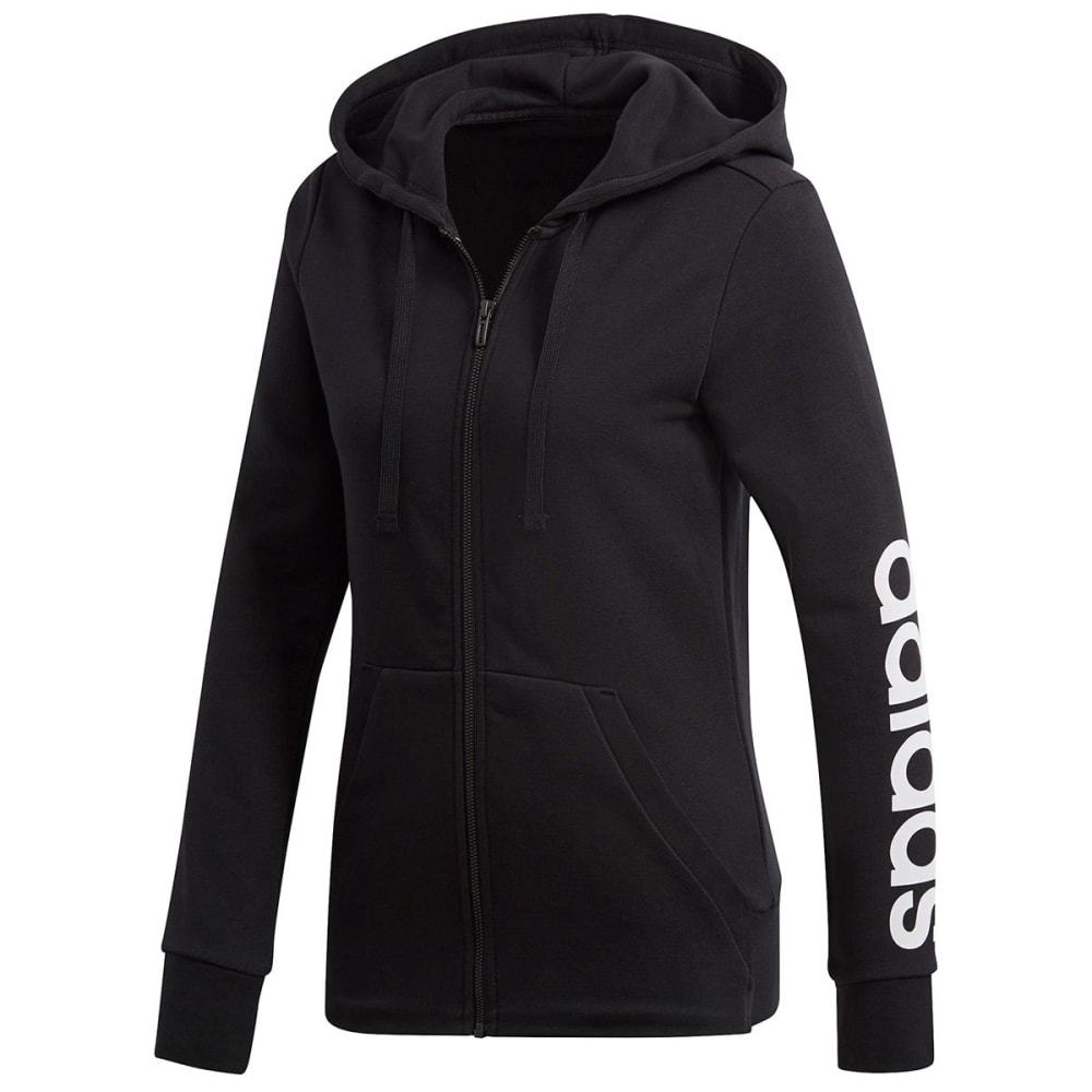 Adidas Women's Essentials Linear Full-Zip Hoodie - Black, S