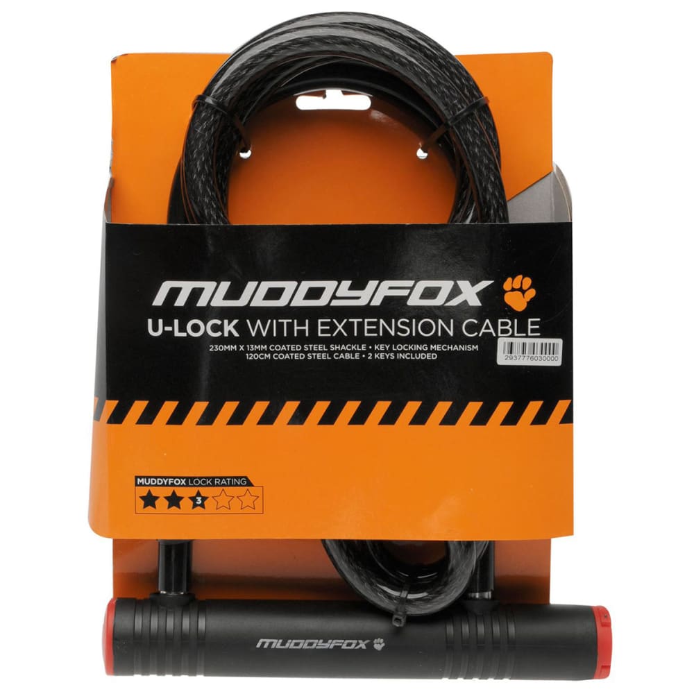 Muddyfox Bike Extension U-Lock - Black, ONESIZE