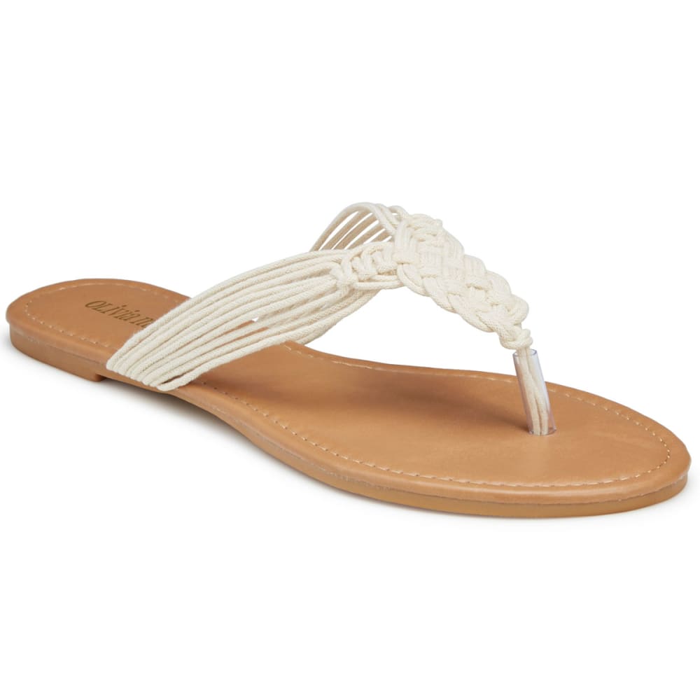 Olivia Miller Women's Woven Rope Flat Sandals - White, 9