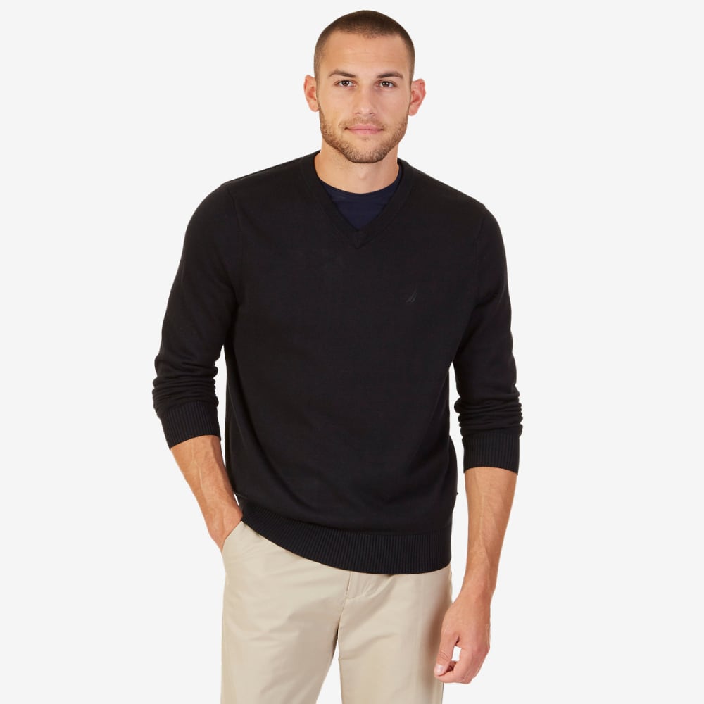 Nautica Men's V-Neck Sweater - Black, M