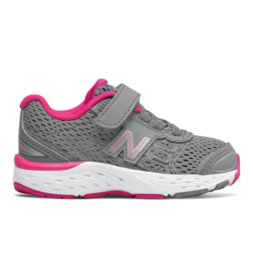 New Balance Toddler Girls' Hook-And-Loop 680V5 Alternate Closure Sneakers - Red, 4