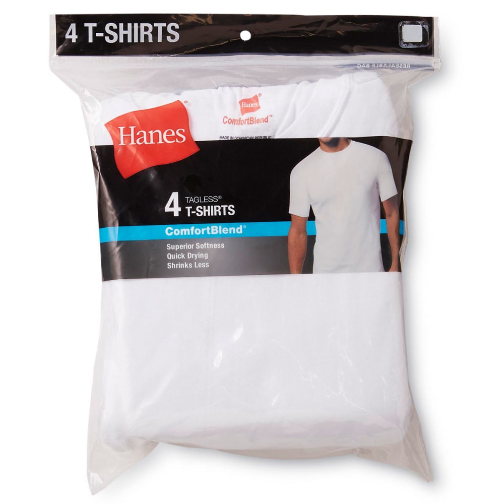 Hanes Men's 4-Pack Comfort Blend Crewneck Undershirts, 4 Pack - White, S