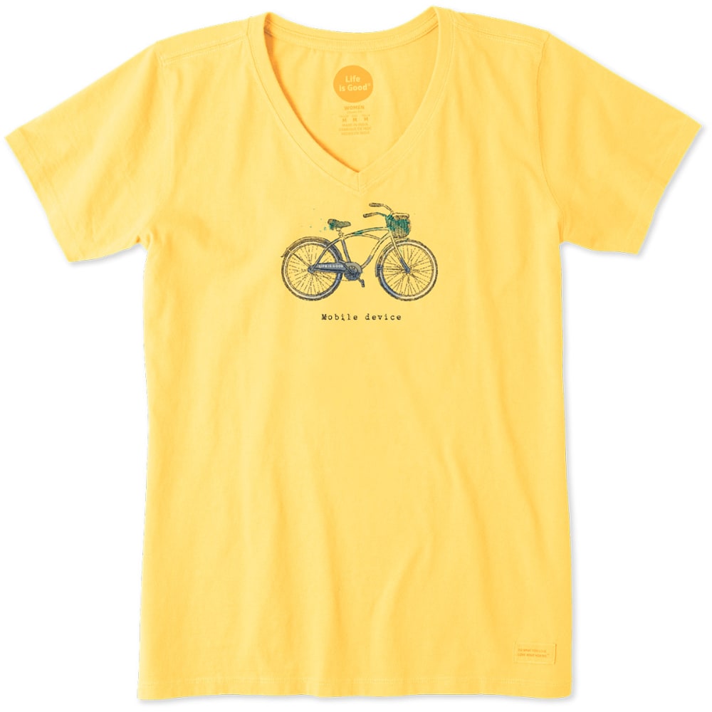Life Is Good Women's Mobile Device Bike Cool Tee - Yellow, S