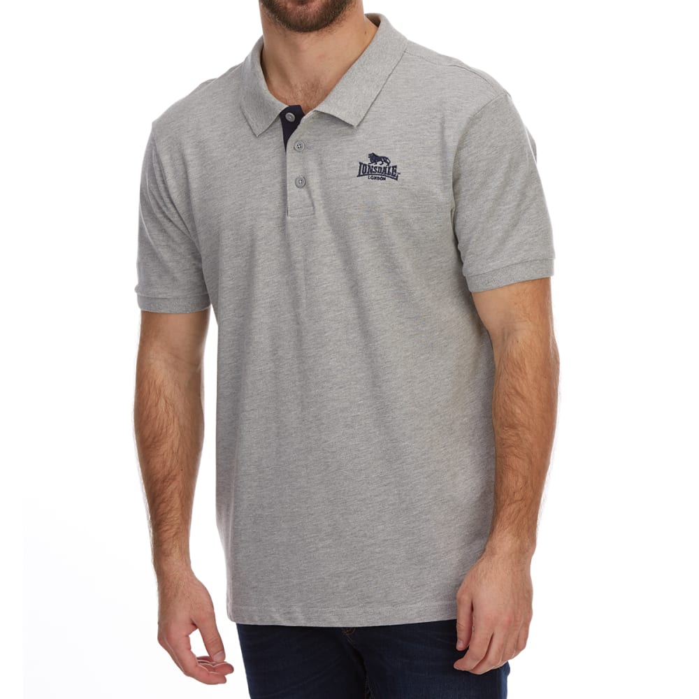 Lonsdale Men's Short-Sleeve Plain Polo Shirt - Black, 4XL