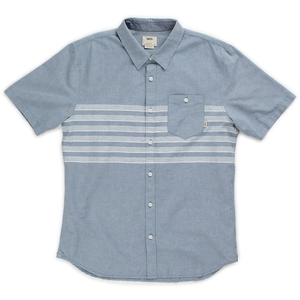 Vans Guys' Wallace Woven Short-Sleeve Shirt - Blue, S
